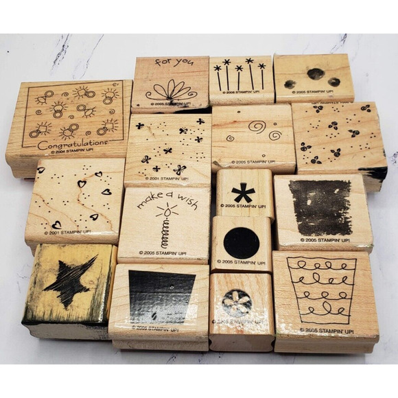 Lot of 16 Stampin Up Various Themes Wood Mounted Rubber Stamps - Picture 1 of 11